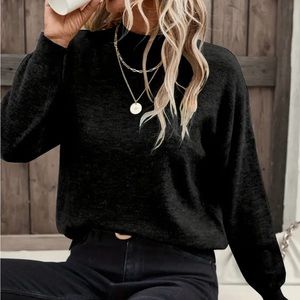 Solid Mock Neck Pullover Sweater, Casual Long Sleeve Sweater |size S| NWOT